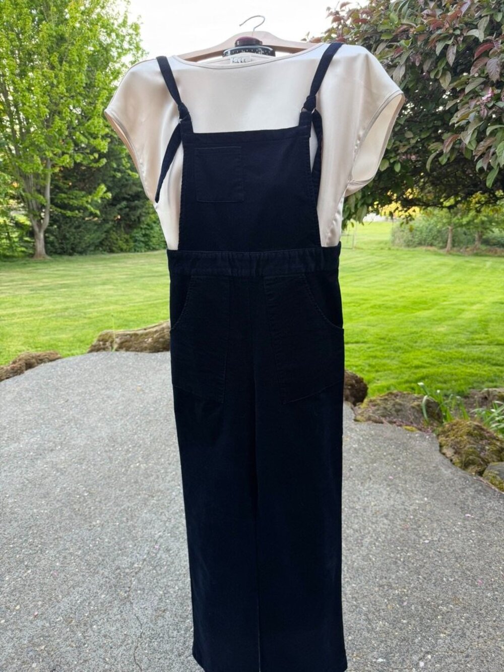 Navy blue twill corduroy overalls